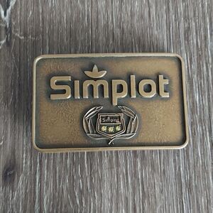 Vintage Simplot Brass Belt Buckle